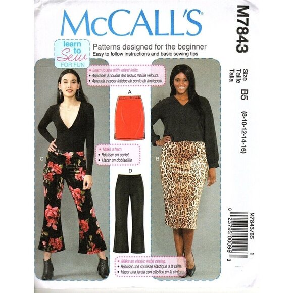 McCall's M7843 Misses 8 to 16 Learn to Sew Skirt and Pants Uncut Sewing Pattern - Picture 1 of 2